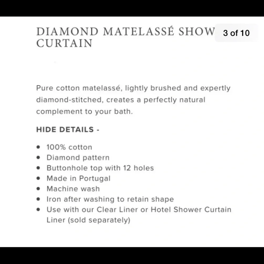 NWT Restoration Hardware Lite Brown Shower Curtain